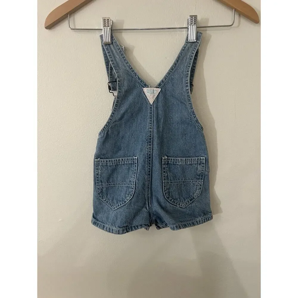 Vtg 90s Baby Guess Shortalls Overalls Denim 18m Y2K Kids Nostalgia
